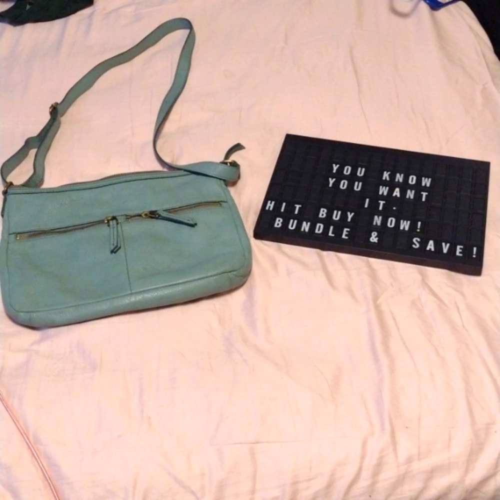 Authentic Fossil Seafoam Green Crossbody Purse